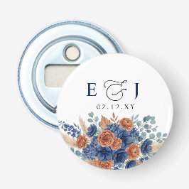 Terracotta Navy Pampas Groene Moderne Trouwdag Button Flesopener