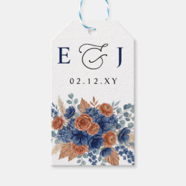 Terracotta Navy Pampas Groene Moderne Trouwdag Cadeaulabel