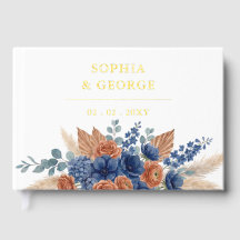 Terracotta Navy Pampas Groene Moderne Trouwdag
