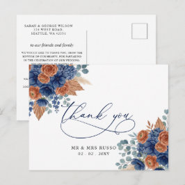 Terracotta Navy Pampas Groenery Dank Je Briefkaart