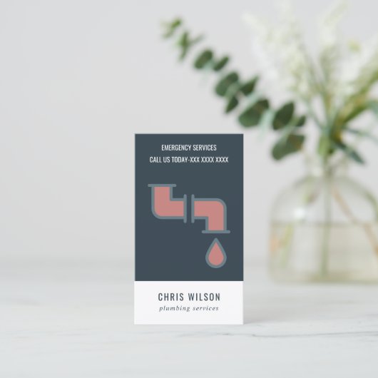 TERRACOTTA NAVY PLUMBER SERVICE PIPES PLUMBING VISITEKAARTJE (Staand voorkant)