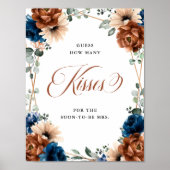 Terracotta Navy Vrijgezellenfeest Hoeveel kussen t Poster (Voorkant)