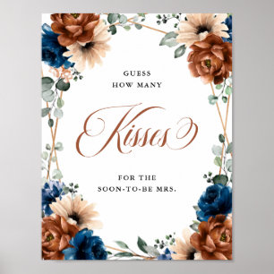 Terracotta Navy Vrijgezellenfeest Hoeveel kussen t Poster