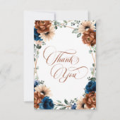 Terracotta Navyblauw Groenery Foto Bruiloft       Bedankkaart (Voorkant)