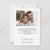 Terracotta Navyblauw Groenery Foto Bruiloft       Bedankkaart (Achterkant)