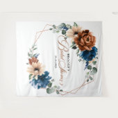 Terracotta Navyblauw Groenery Fotocabine Achtergro Wandkleed (Voorkant (horizontaal))