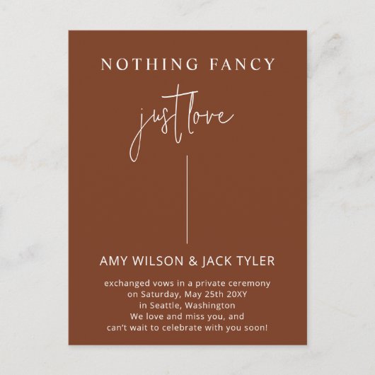 terracotta niets Fancy gewoon liefde bruiloft Briefkaart (Voorkant)