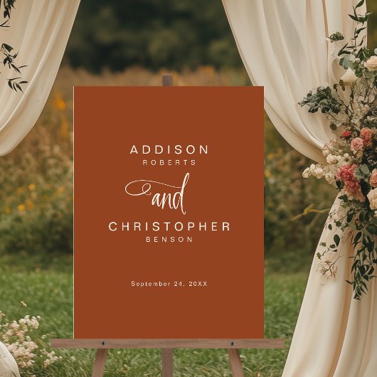 Terracotta noemt moderne minimalistische bruiloft acryl bord