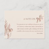 Terracotta Note on Gifts Boho Wedding Good Informatiekaartje (Voorkant)