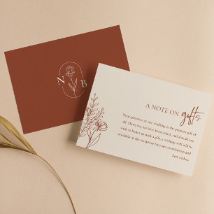 Terracotta Note on Gifts Boho Wedding Good Informatiekaartje