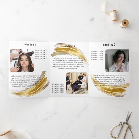 Terracotta Ocher Beige Gold Drieluik Kaart (Binnen)