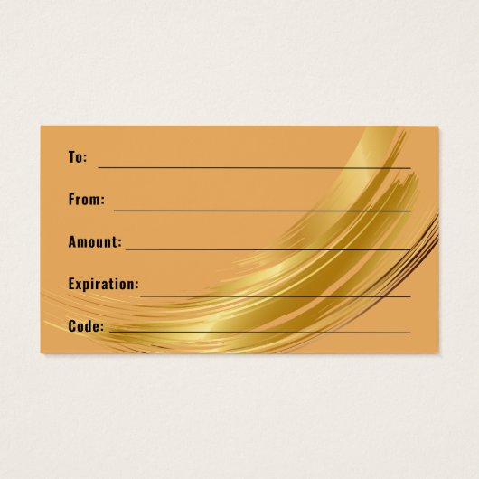 Terracotta Ocher Beige Gouden Cadeaubonnen Visitekaartje (Achterkant)