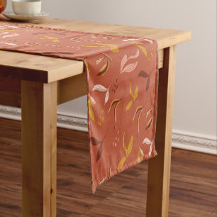  Terracotta Ochre Floral Short uit de middeleeuwen Korte Tafelloper