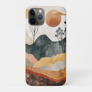 Terracotta Oker Tweelingzon Mid Century Berg Kunst Case-Mate iPhone Case