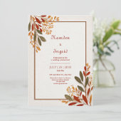 Terracotta Olive Branch Rustic Autumnal Border Kaart (Staand voorkant)