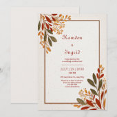 Terracotta Olive Branch Rustic Autumnal Border Kaart (Voorkant / Achterkant)