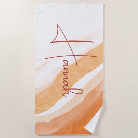 Terracotta | Ombre Beach Sand Monogram Strandlaken (Voorkant)