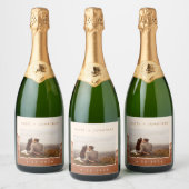 Terracotta Ombre | Boho Wedding Photo Wine Label Sparkling Wijnetiket (Flessen)