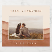 Terracotta Ombre | Boho Wedding Photo Wine Label Sparkling Wijnetiket (Enkel label)