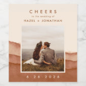 Terracotta Ombre | Boho Wedding Photo Wine Label Wijn Etiket (Enkel label)
