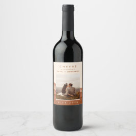 Terracotta Ombre | Boho Wedding Photo Wine Label Wijn Etiket