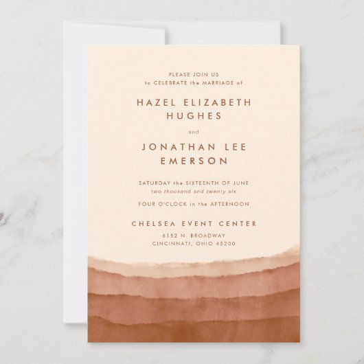 Terracotta Ombre | Minimale Boho Wedding Invitat Kaart (Voorkant)