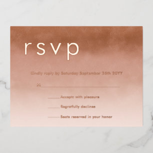 Terracotta Ombre Minimalist Boho RSVP Roze Goud Folie Uitnodiging Briefkaart