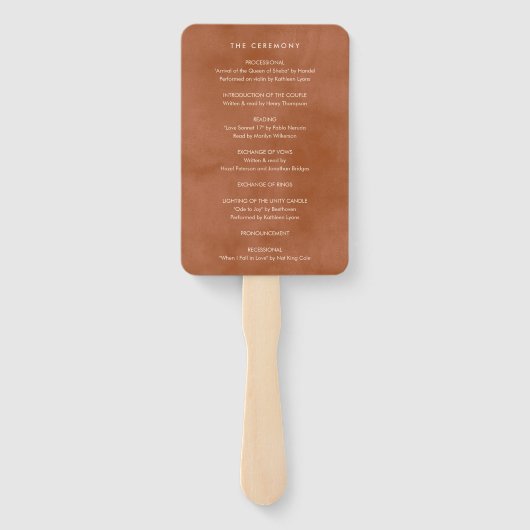 Terracotta Ombre | Minimalistisch Boho-huwelijkspr Handwaaier (Achterkant)