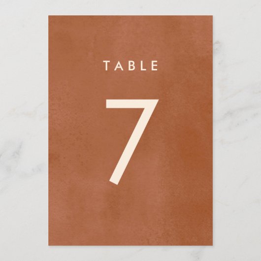 Terracotta Ombre | Minimalistisch boho-tabelnummer Kaart (Achterkant)