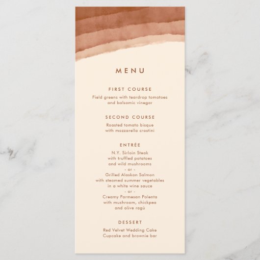 Terracotta Ombre | Minimalistisch Boho Wedding Menu (Voorkant)