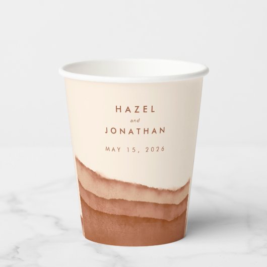 Terracotta Ombre | Minimalistisch Boho Wedding Papieren Bekers (Achterkant)