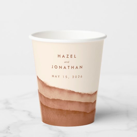Terracotta Ombre | Minimalistisch Boho Wedding Papieren Bekers (Voorkant)