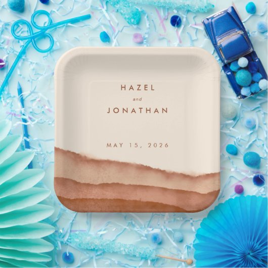 Terracotta Ombre | Minimalistisch Boho Wedding Papieren Bordje (Feest)