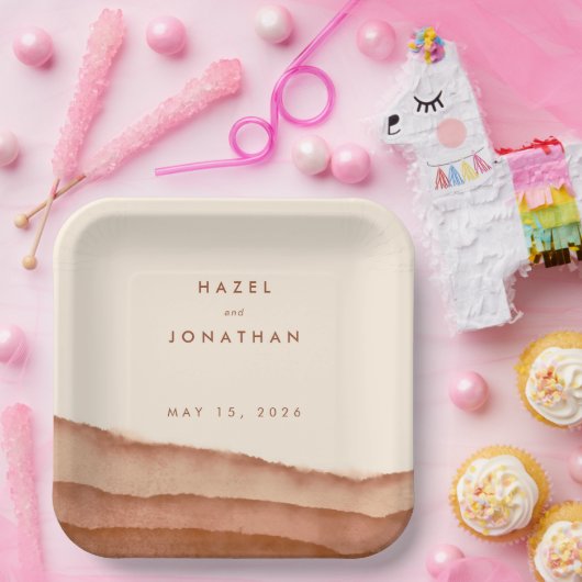 Terracotta Ombre | Minimalistisch Boho Wedding Papieren Bordje (Feest)