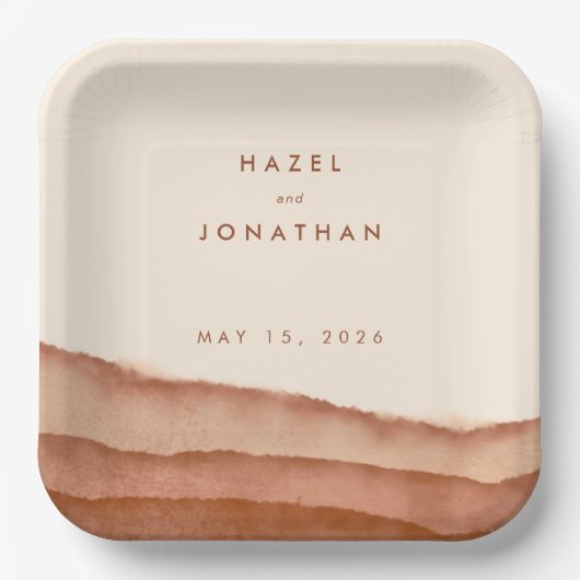 Terracotta Ombre | Minimalistisch Boho Wedding Papieren Bordje (Voorkant)