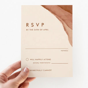 Terracotta Ombre   Minimalistisch Boho Wedding RSVP Kaartje