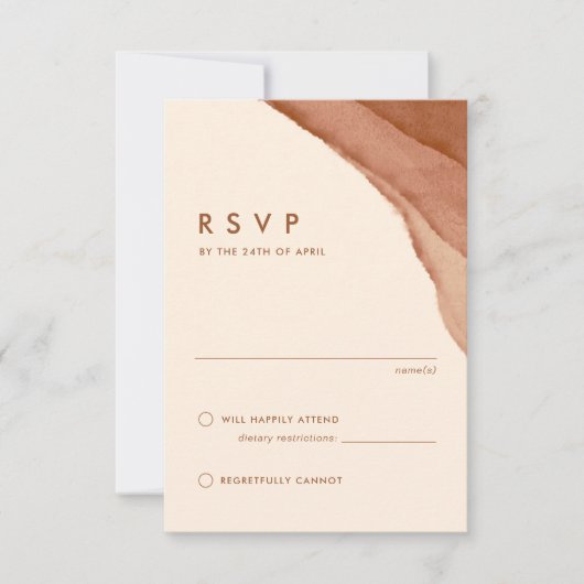 Terracotta Ombre | Minimalistisch Boho Wedding RSVP Kaartje (Voorkant)