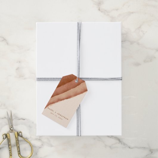 Terracotta Ombre | Minimalistische Boho Cadeaulabel (Met Touw)