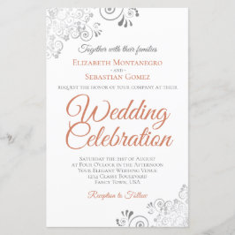 Terracotta on White BUDGET Wedding Invite Large