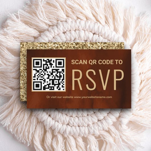 Terracotta Online QR Code RSVP Weddenschap Website Informatiekaartje