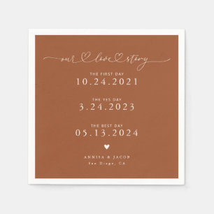Terracotta onze liefde verhaal script harten bruil servet