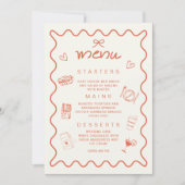 Terracotta Orange Coquette Bow Spanish Menu Kaart (Voorkant)