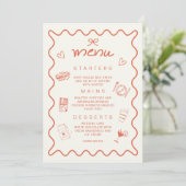 Terracotta Orange Coquette Bow Spanish Menu Kaart (Staand voorkant)