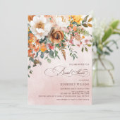 Terracotta Orange Floral Fall Bridal Shower Kaart (Staand voorkant)