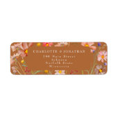 Terracotta Oranje Boho Herfst Bloemige Bruiloft Etiket (Voorkant)