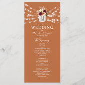 Terracotta Oranje bruiloft programma Programmakaart (Voorkant)