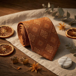 Terracotta Oranje Diamant Stropdas