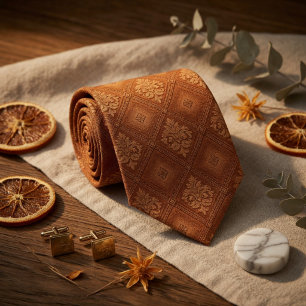 Terracotta Oranje Diamant Stropdas