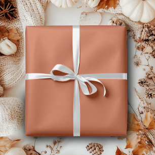 Terracotta Oranje Effen Kleur Warme & Aardse Desig Cadeaupapier
