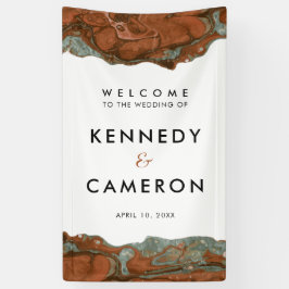 Terracotta Oranje en Blauwgroen minimalistisch mar Spandoek